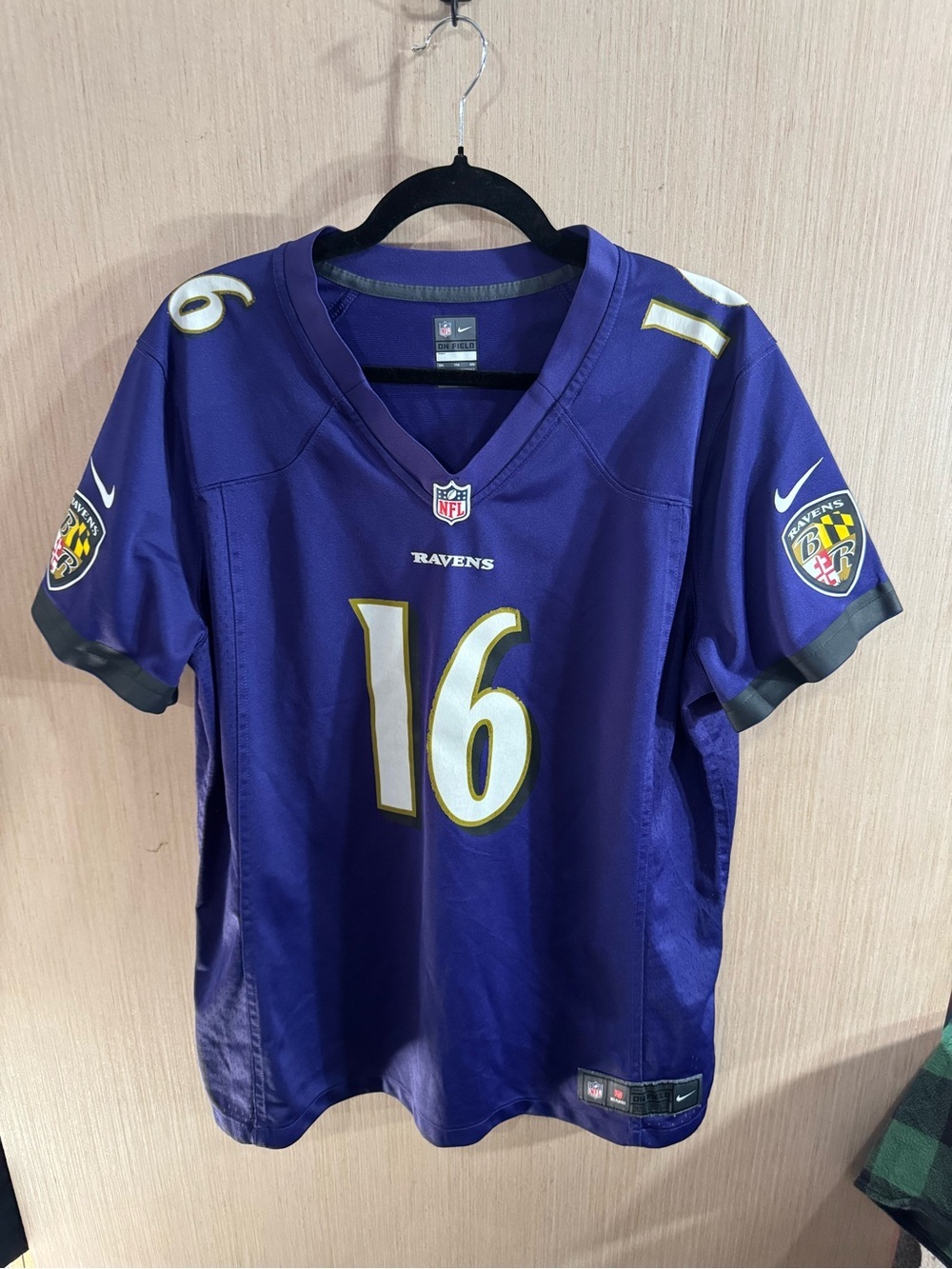 Women’s Nike NFL Purple Gold On Field Baltimore Ravens Jersey #16 Wallace XXL